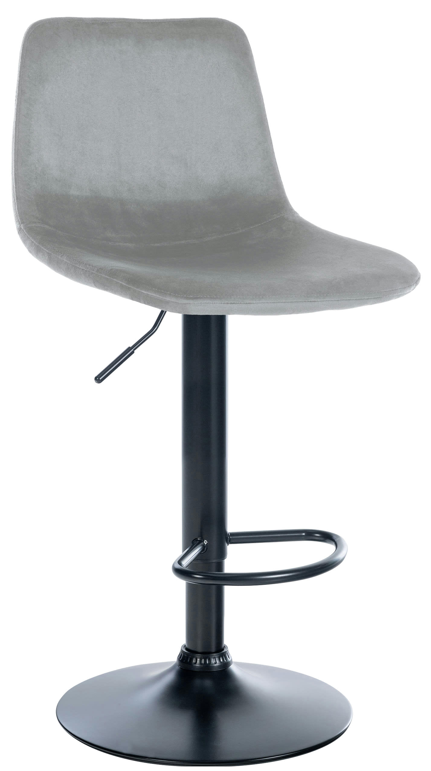 DIVO - Tabouret de bar velours ajustable pivotant velours Gris