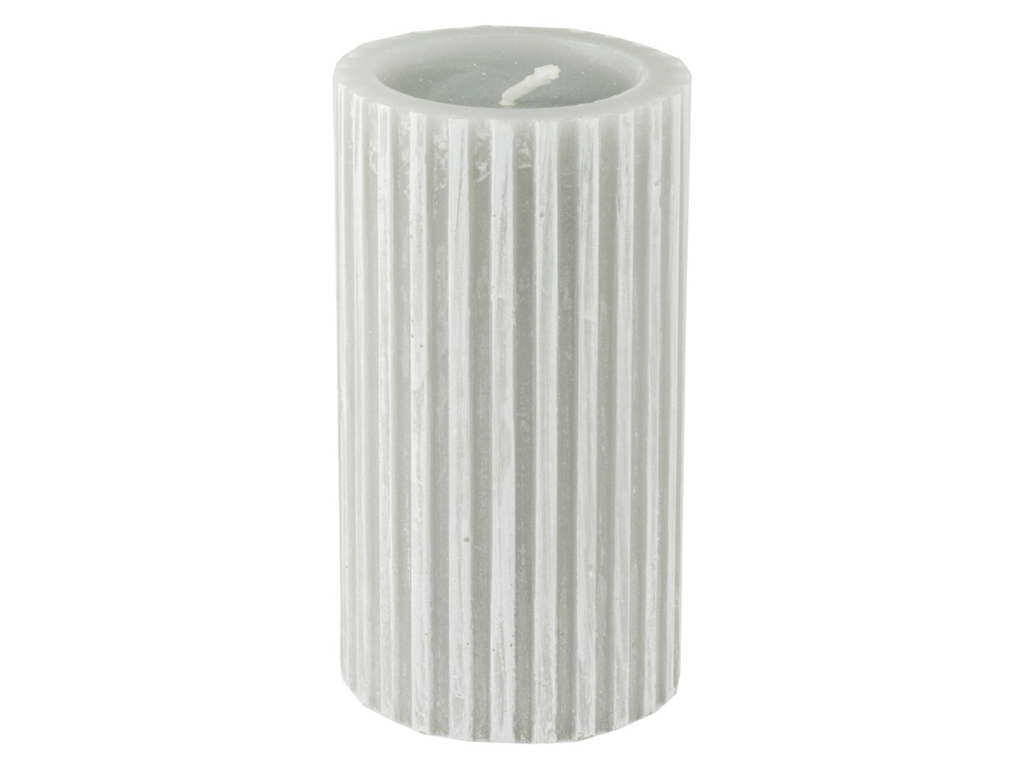 Świeca pieńkowa ryflowana Modern 15 cm szara