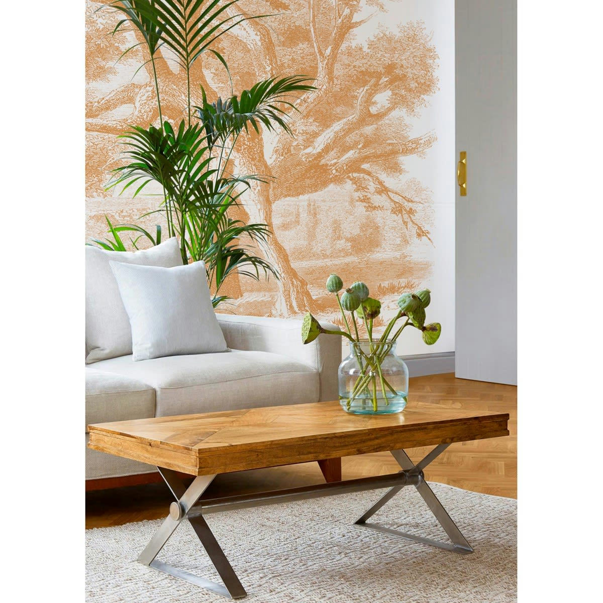 GARRIC - Papier peint panoramique motif imprimé Orange clair 288x270cm