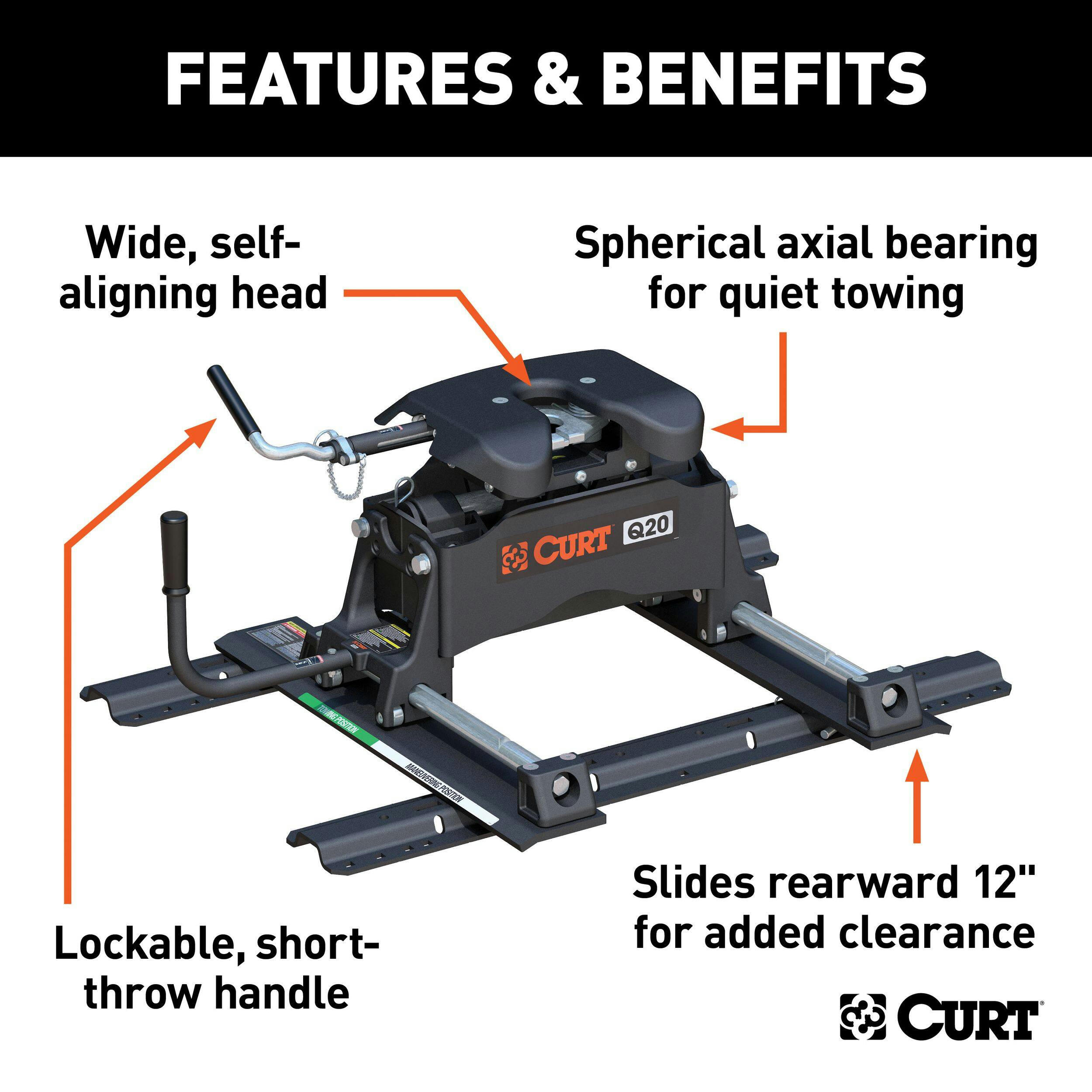 CURT Q20 Sliding 5th Wheel Hitch, Select Models