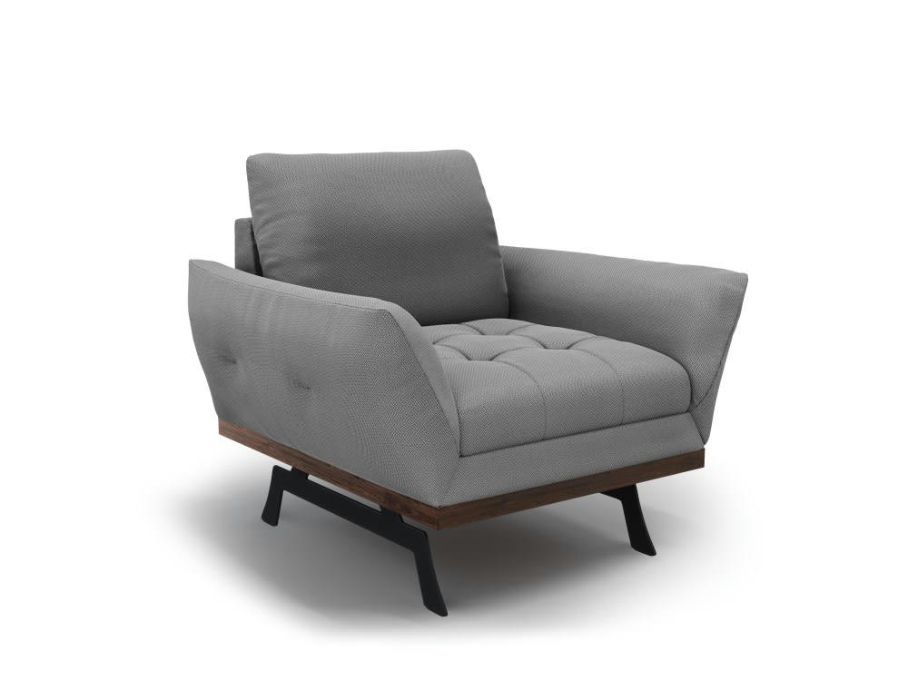 OLIVIER - Fauteuil 1 place en tissu structuré gris