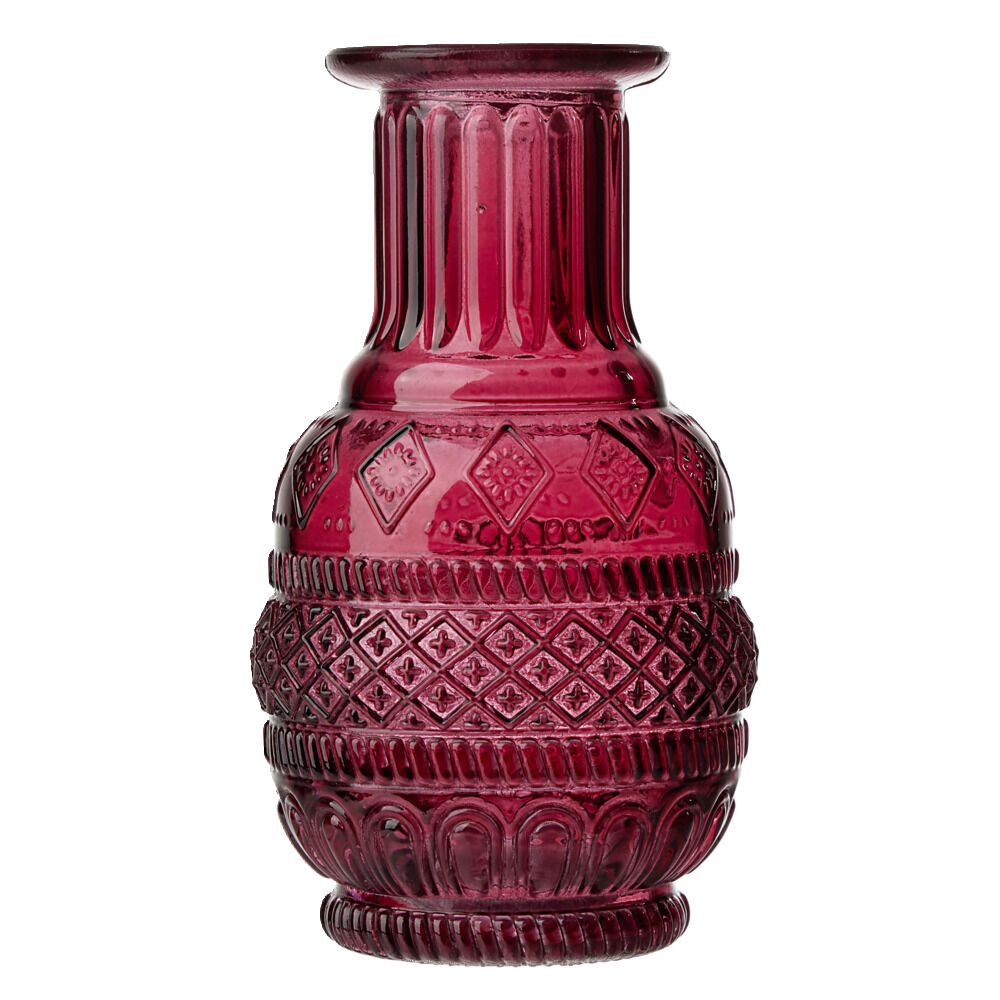 Vase rond en verre vert Ø6,5xH13,5cm