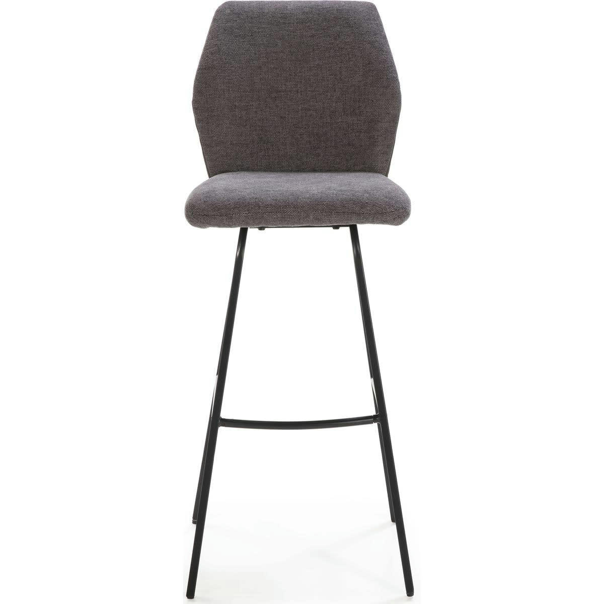 GARANCE - Lot de 2 tabourets de bar en tissu gris foncé et simili cuir 75 cm