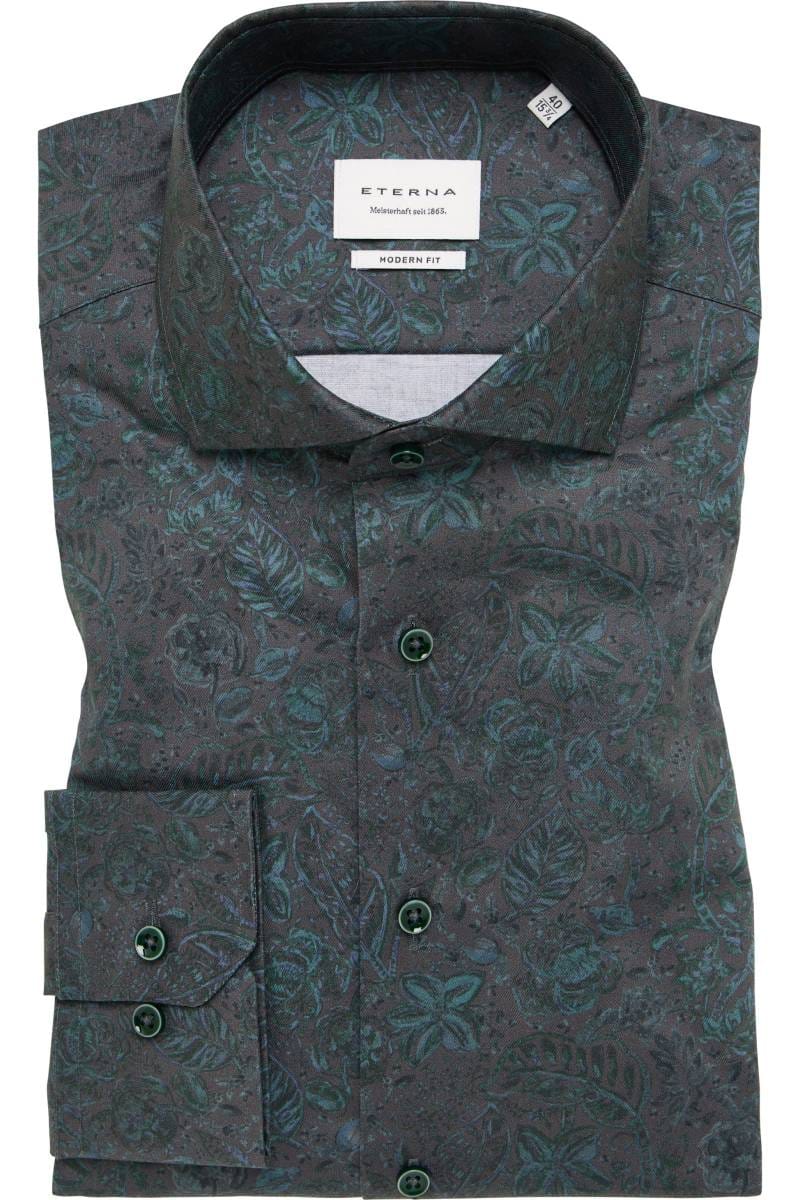 ETERNA Modern Fit Hemd grün, Bedruckt