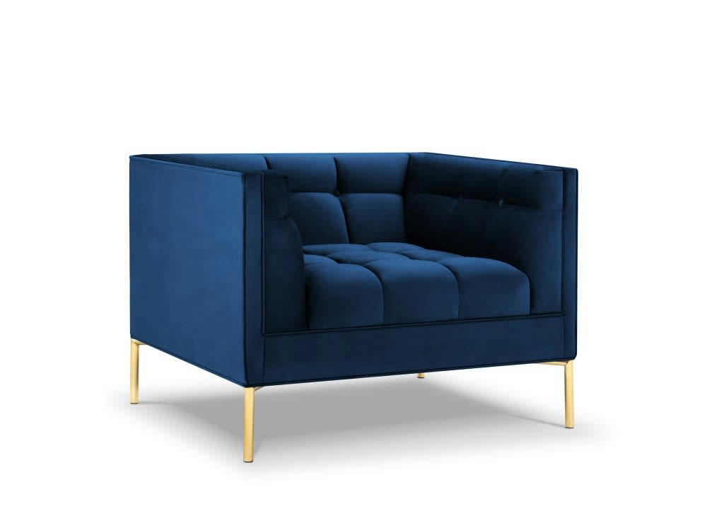 KAROO - Fauteuil velours bleu roi