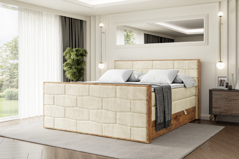 Łóżko kontynentalne z pojemnikiem i materacem H3|H4 LOLLI8-Z KING 120x200cm