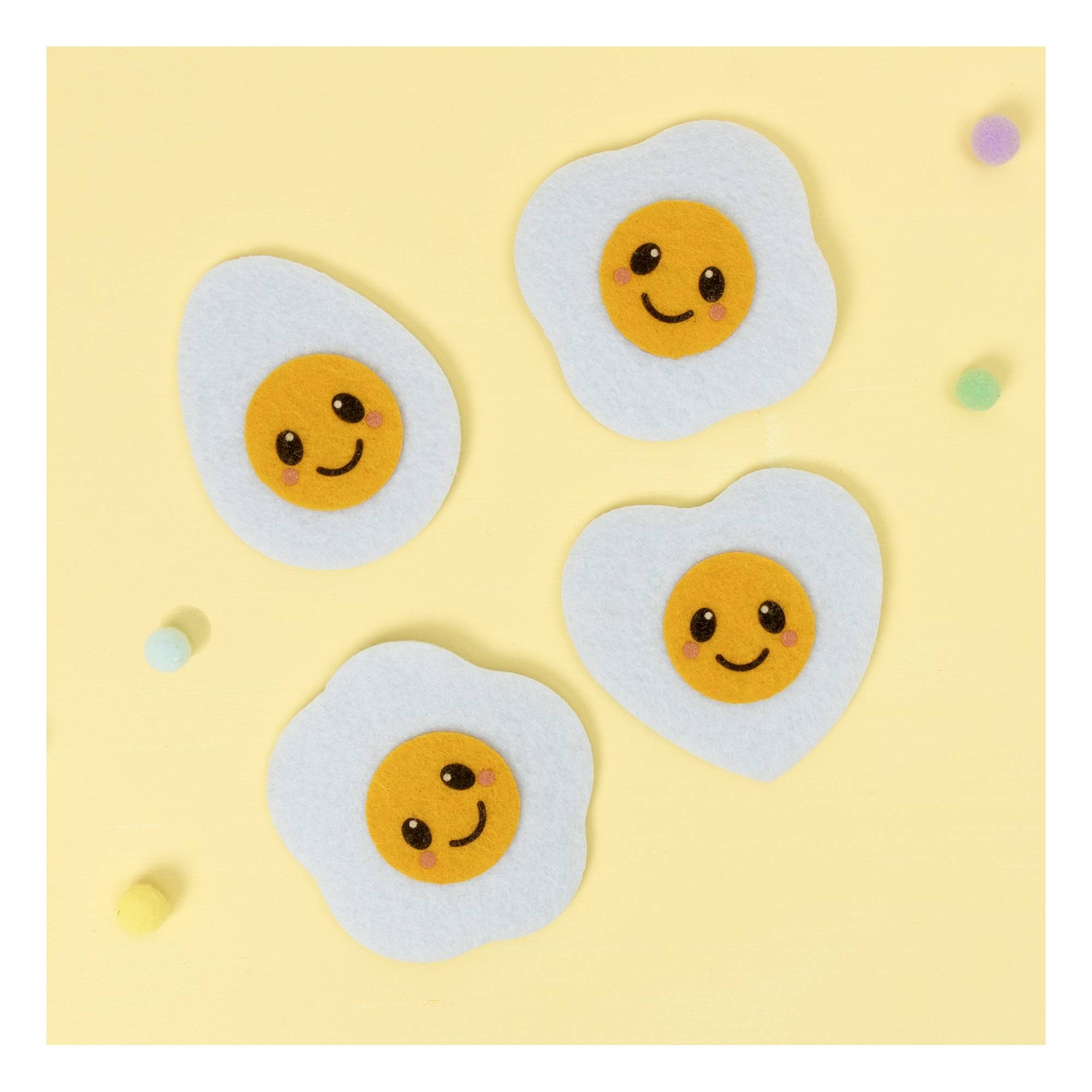 Felt Smiley Fried Eggs 4 Pack