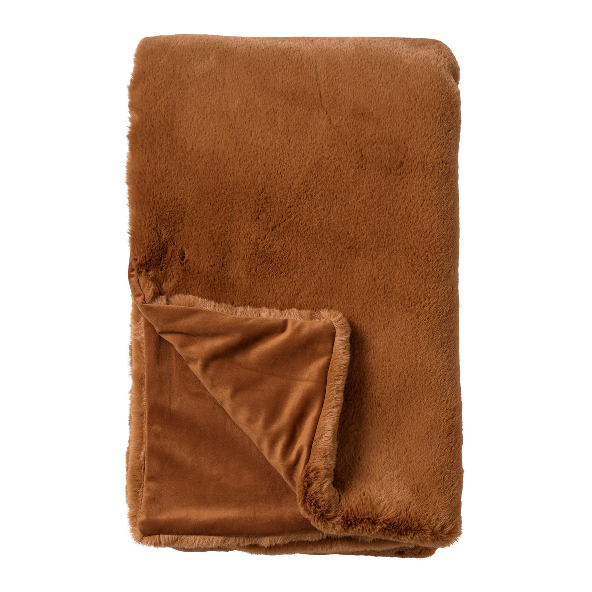 ZINZI - plaid 140x180 cm - bontlook - effen kleur - Tobacco Brown - bruin