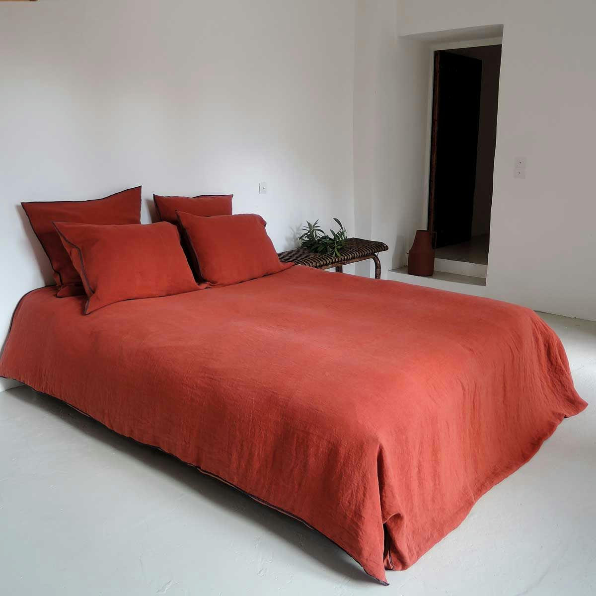 OSLO - Housse de couette lin coton 240 x 220 cm - Rouge