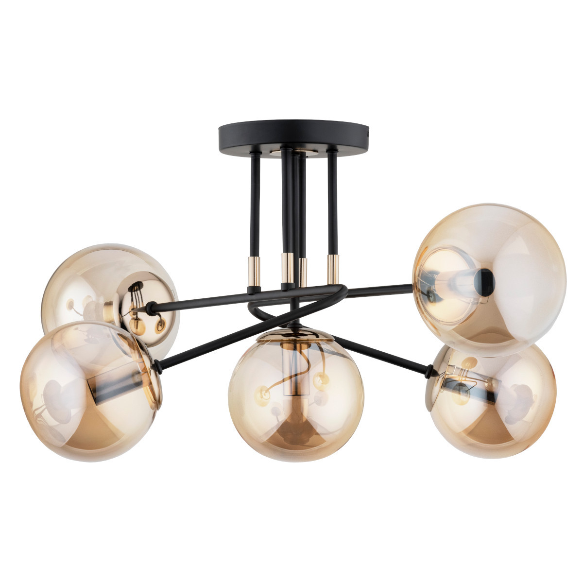 Lampa sufitowa czarno-bursztynowy-złota ESTER 5xE14x10W Alfa