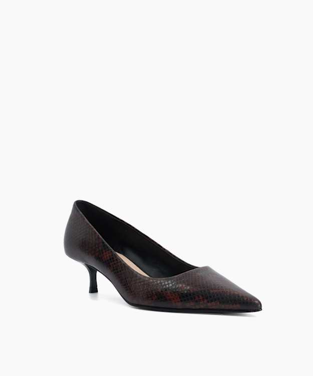 Amira Brown - Snakeskin-Effect Leather Court Shoes