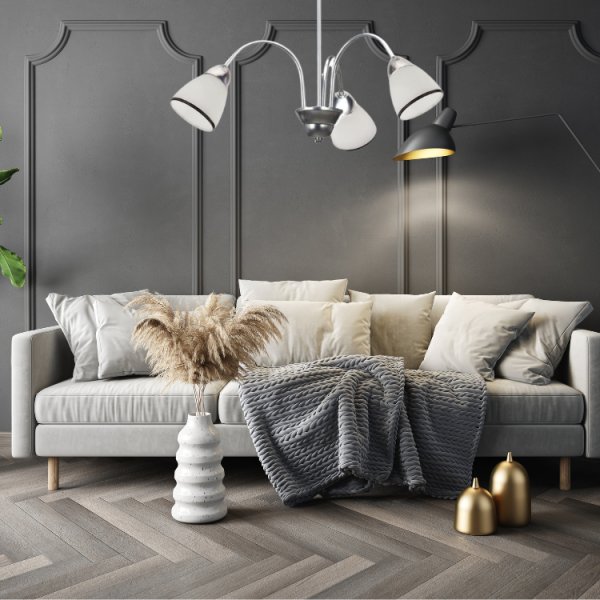 Lampa wisząca srebrno-biała WEZUWIO 3xE27x60W wym: 40x60x60 cm Lampex