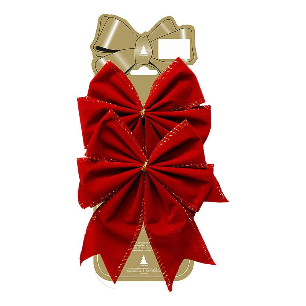 JULEPYNT JULESLØYFE FLØYEL 15X18CM RØD 2STK