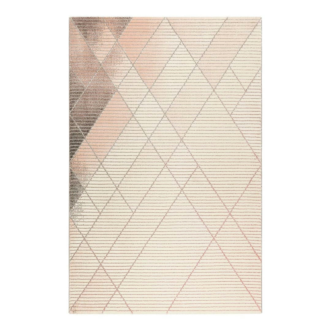 WALK - Tapis géométrique design en polyester rose 80x150