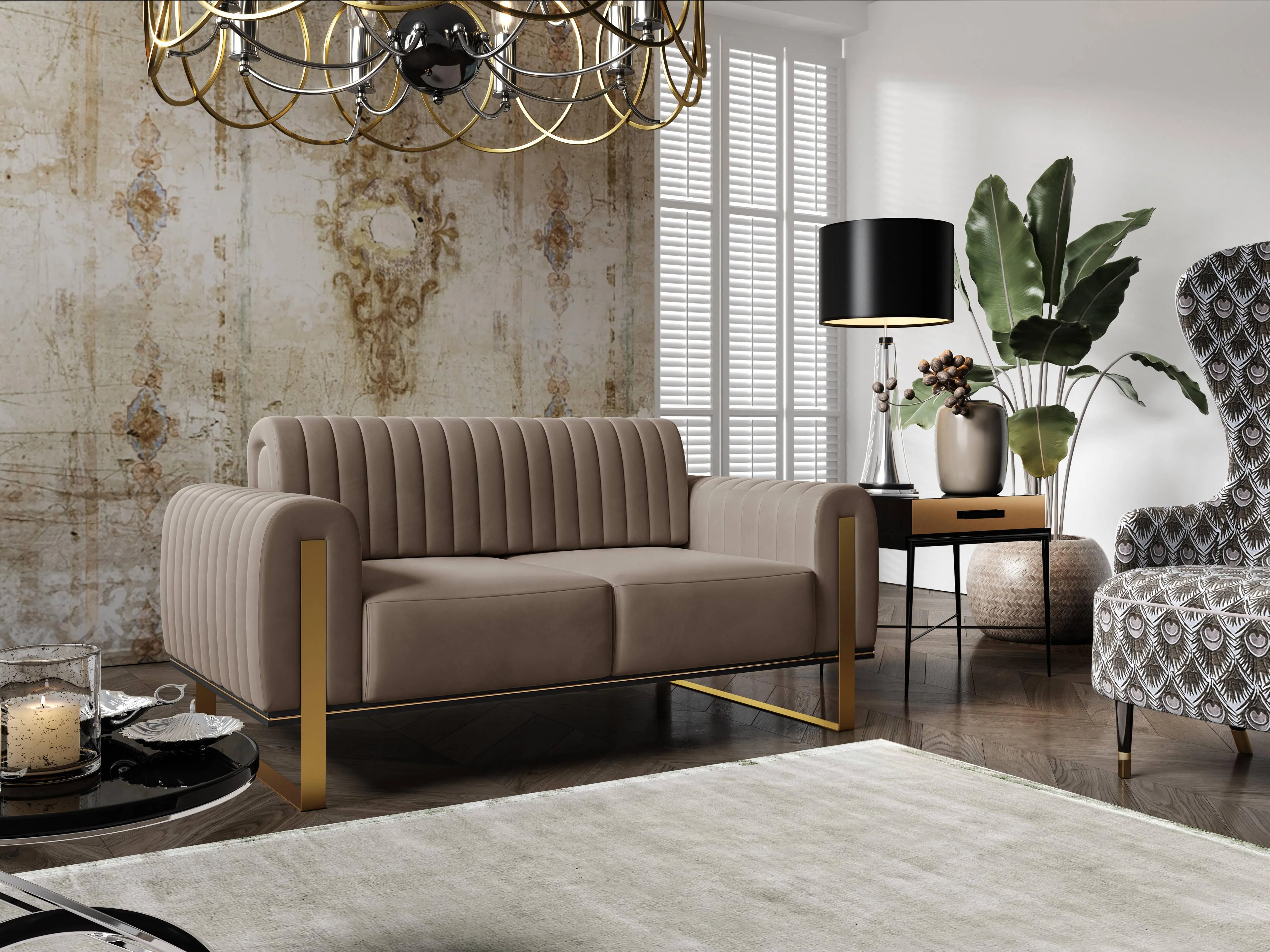 2-zitsbank Nouveau velvet