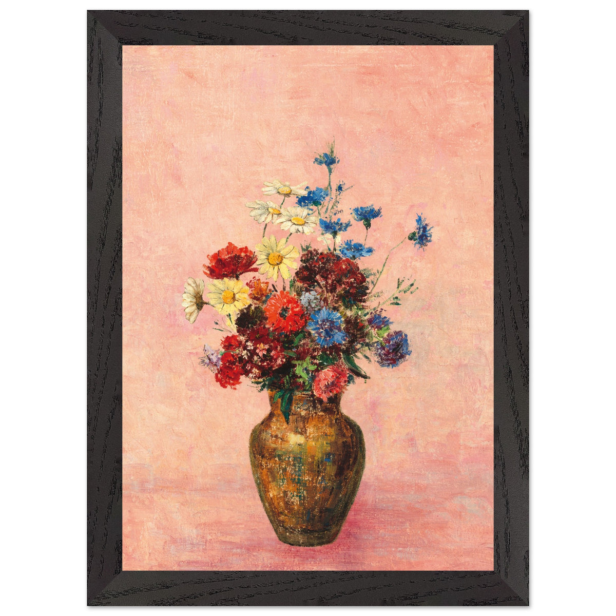 Artfulprints Poster met Lijst Bloemen in vaas 4  - A4 21x29.7 cm - Roze