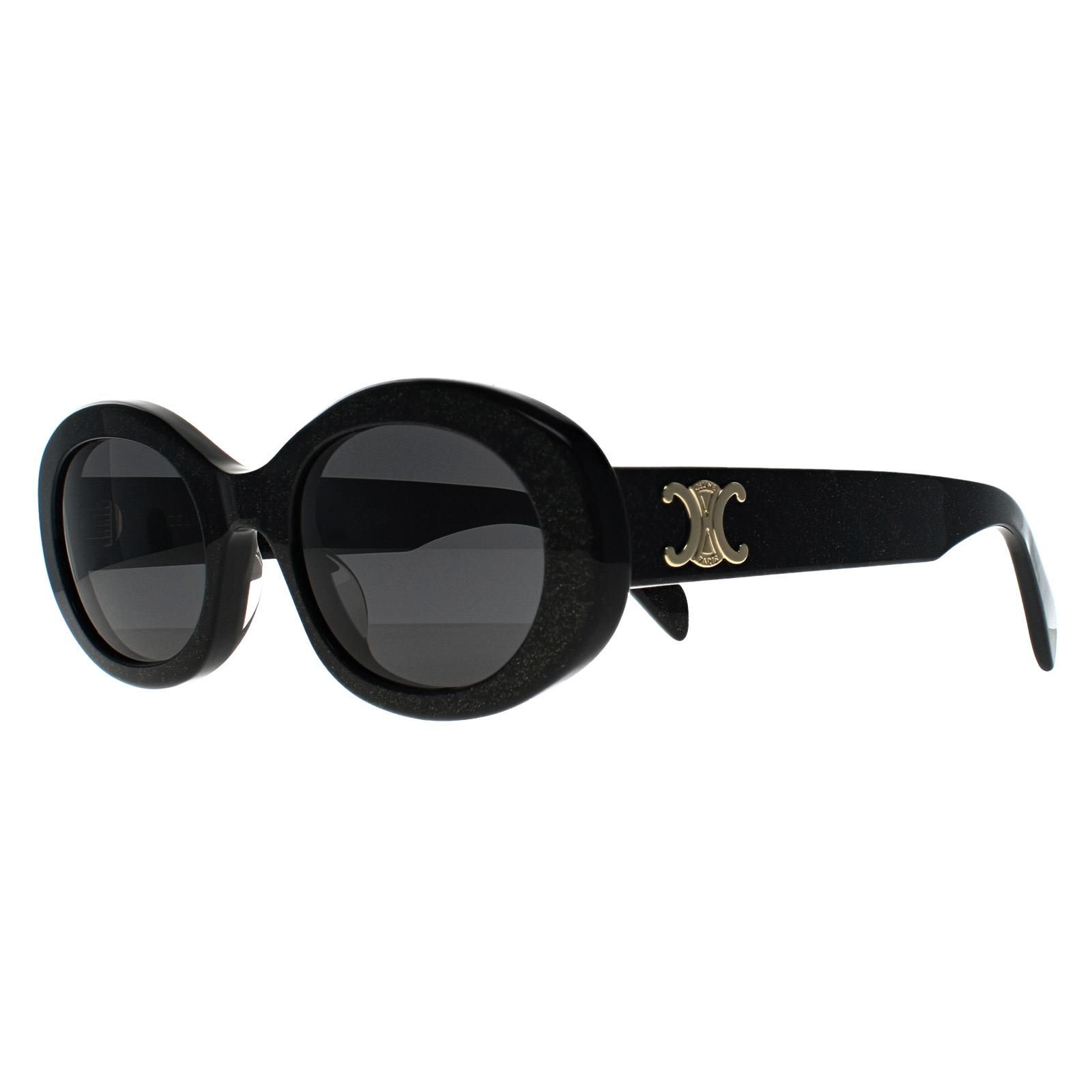 Celine Oval Sparkly Black with Gold Grey CL40194U Triomphe