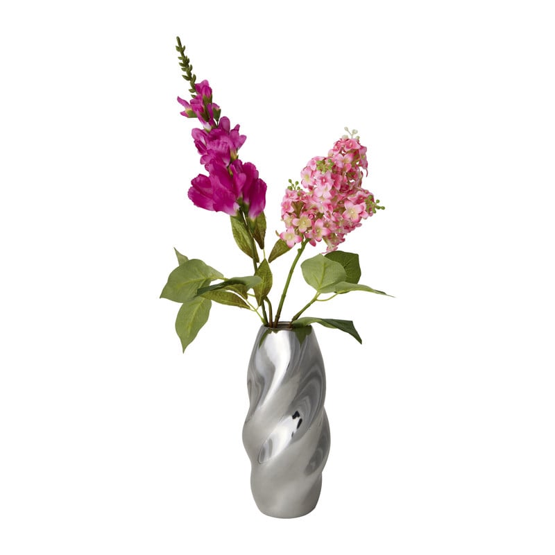 Vaas wave rond - zilverkleurig - &Oslash;10x21 cm