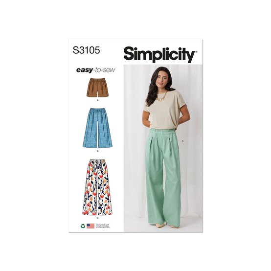 Simplicity Women’s Shorts and Trousers Sewing Pattern S3105 (XS-XXL)