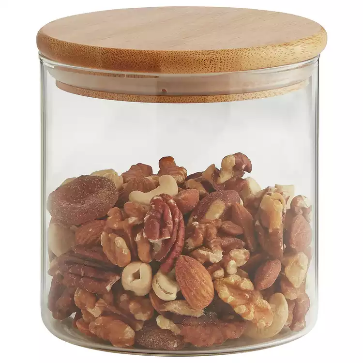 Habitat 660ml Round Glass Jar with Bamboo Lid