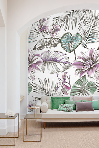 Papier peint panoramique Grandeco wild lillies lilas L.280 x l.159 cm