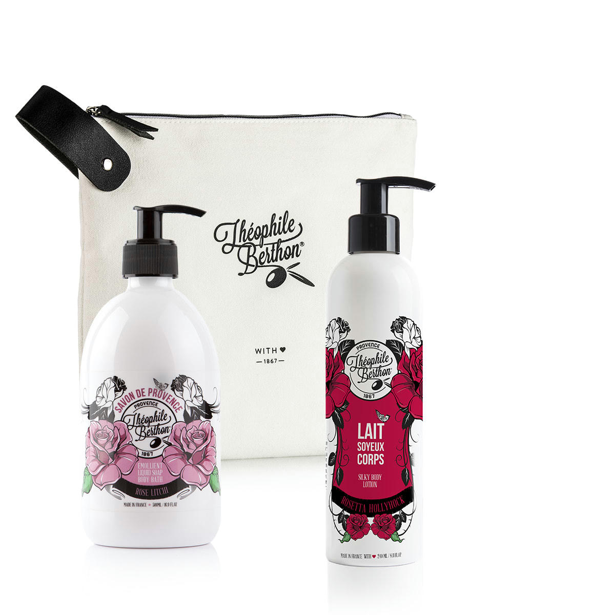 ROSIE - Trousse savon liquide de marseille et le lait corps rose
