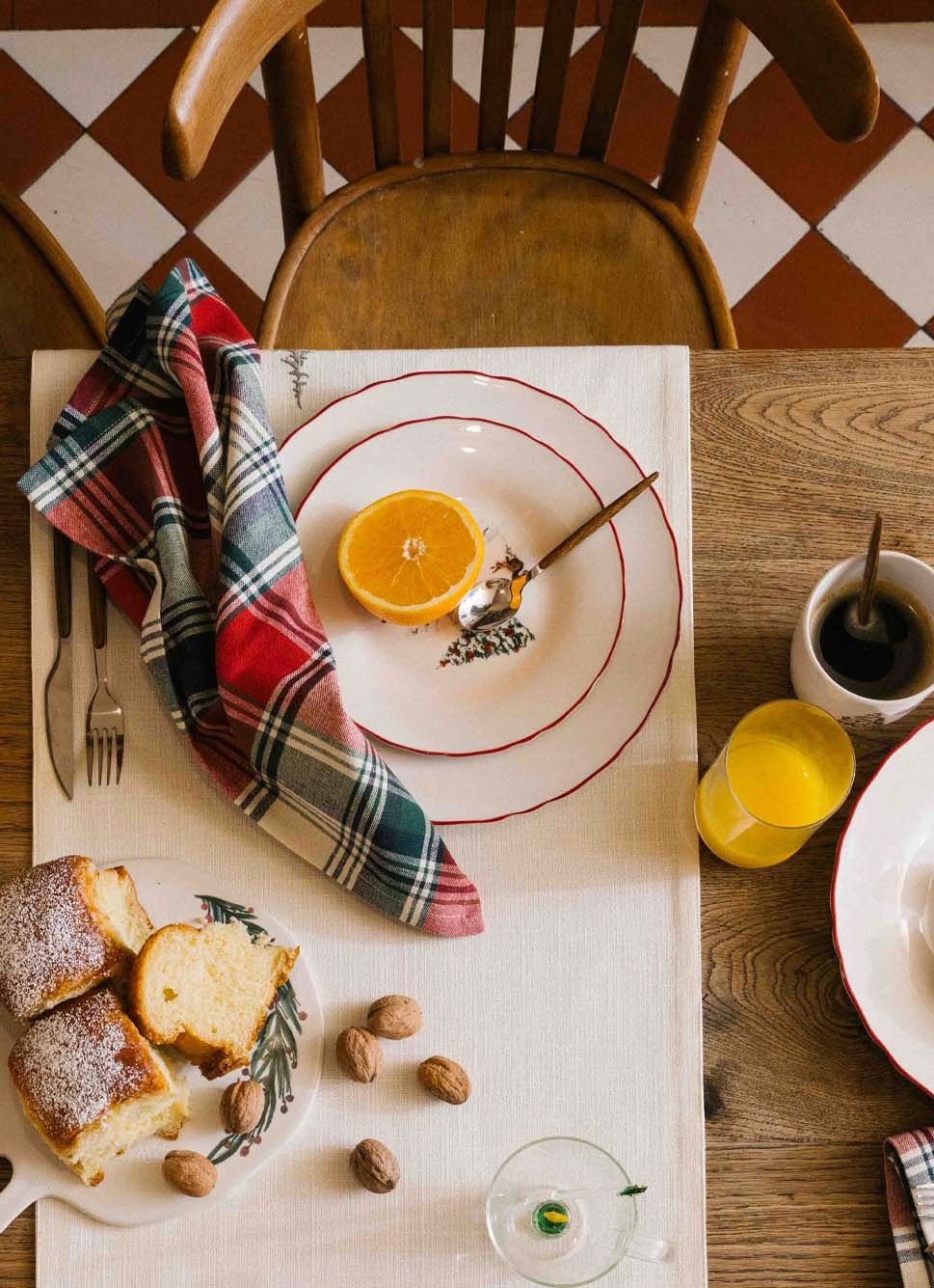 SAC DE 3 TORCHONS TARTAN BRILL ROUGE