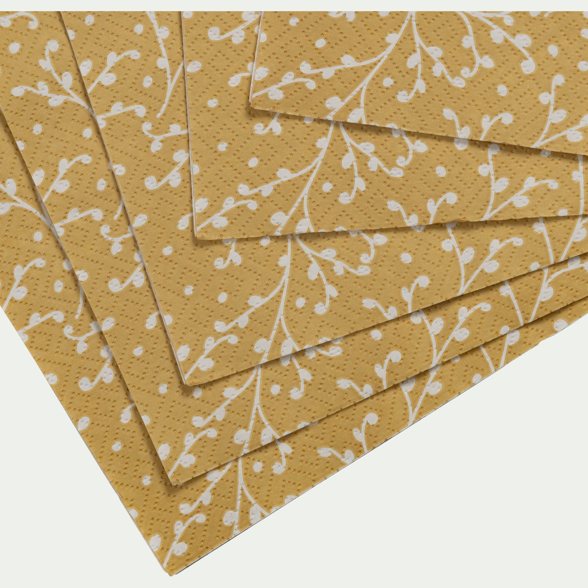 BAIES - Lot de 20 serviettes en papier motif baies 33x33cm - jaune