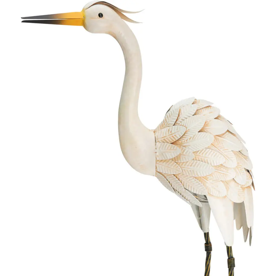 Pro garden vogel beeld - Metaal - Zilverreiger - 19 x 77 cm