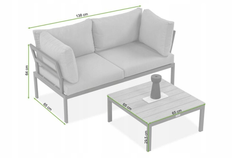 Narożnik Ogrodowy Modułowy JAVA Sofa Stolik 3w1 na Taras Ogrodowy Ciemny