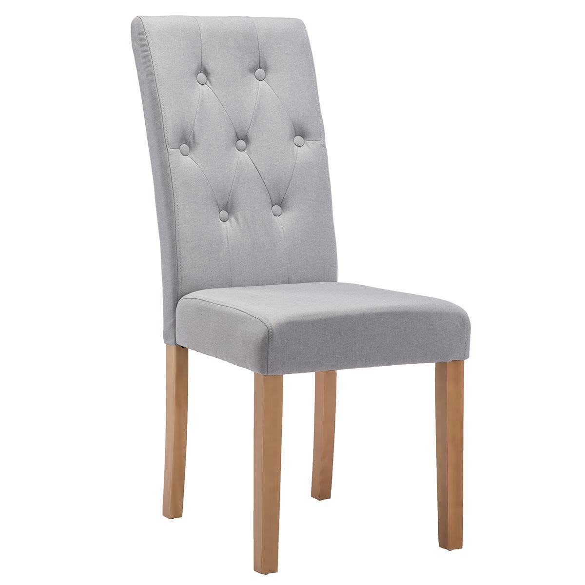 OXFORD - Lot  de 2 chaises grises avec boutons