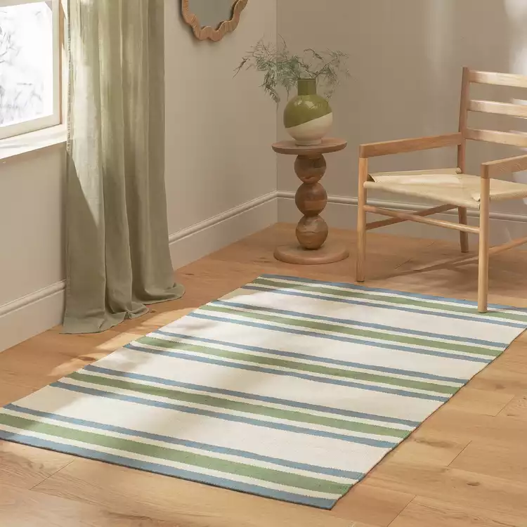 Habitat Stripe Green Flatweave Rug - 120x170cm