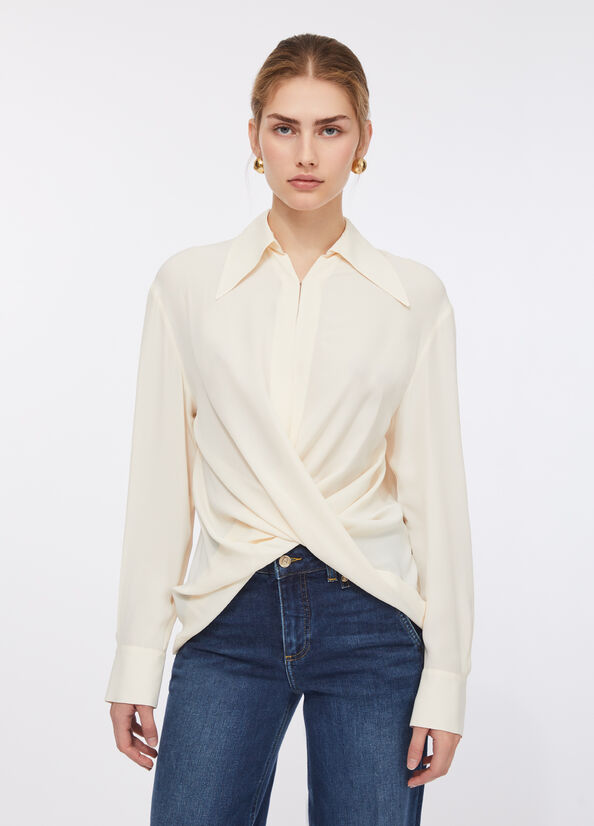 Blusa in cr&ecirc;pe de chine
