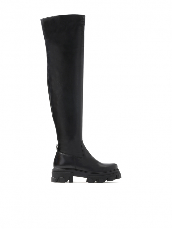 Ladies' black over-the-knee boots