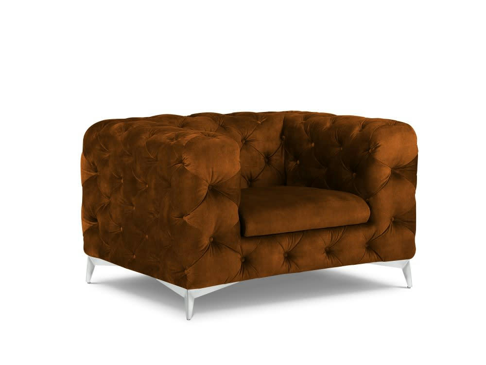 VIOLANE - Fauteuil en velours marron