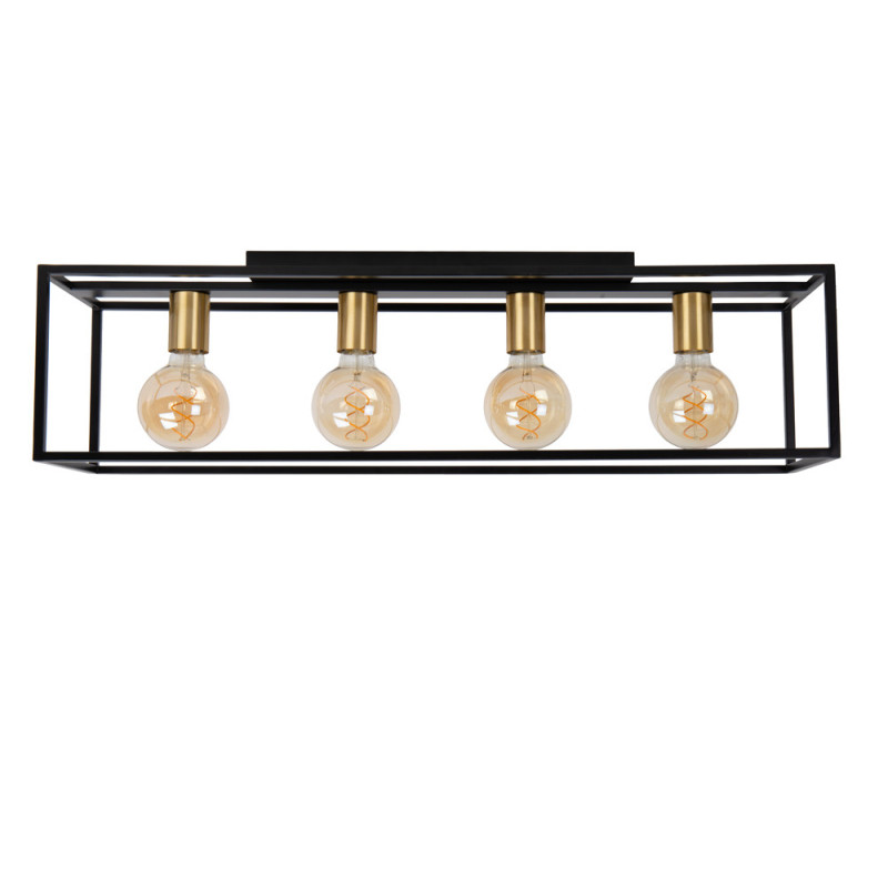 Plafonnier Ruben noir rectangulaire E27 4 x 40 W LUCIDE