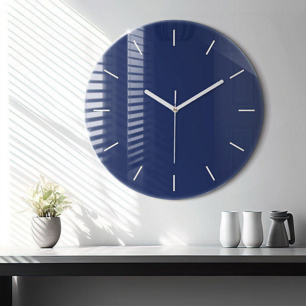 Horloge murale Wallfluent fi60 cm Aiguilles blanches Bleu marine 1 pcs