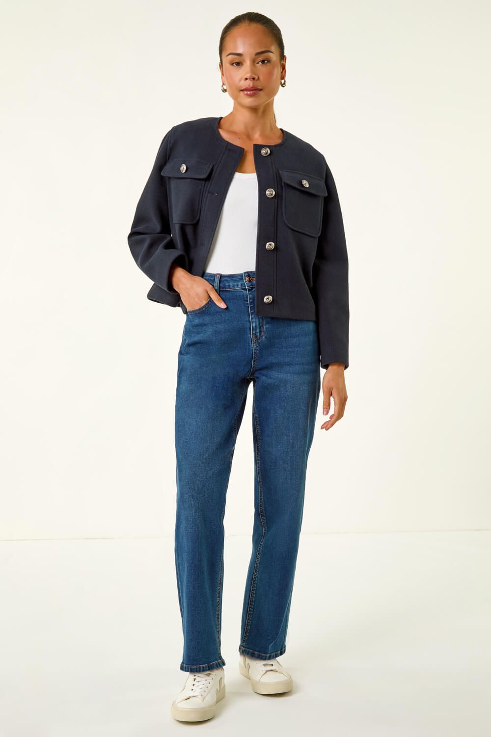 Roman Petite Button Up Pocket Jacket