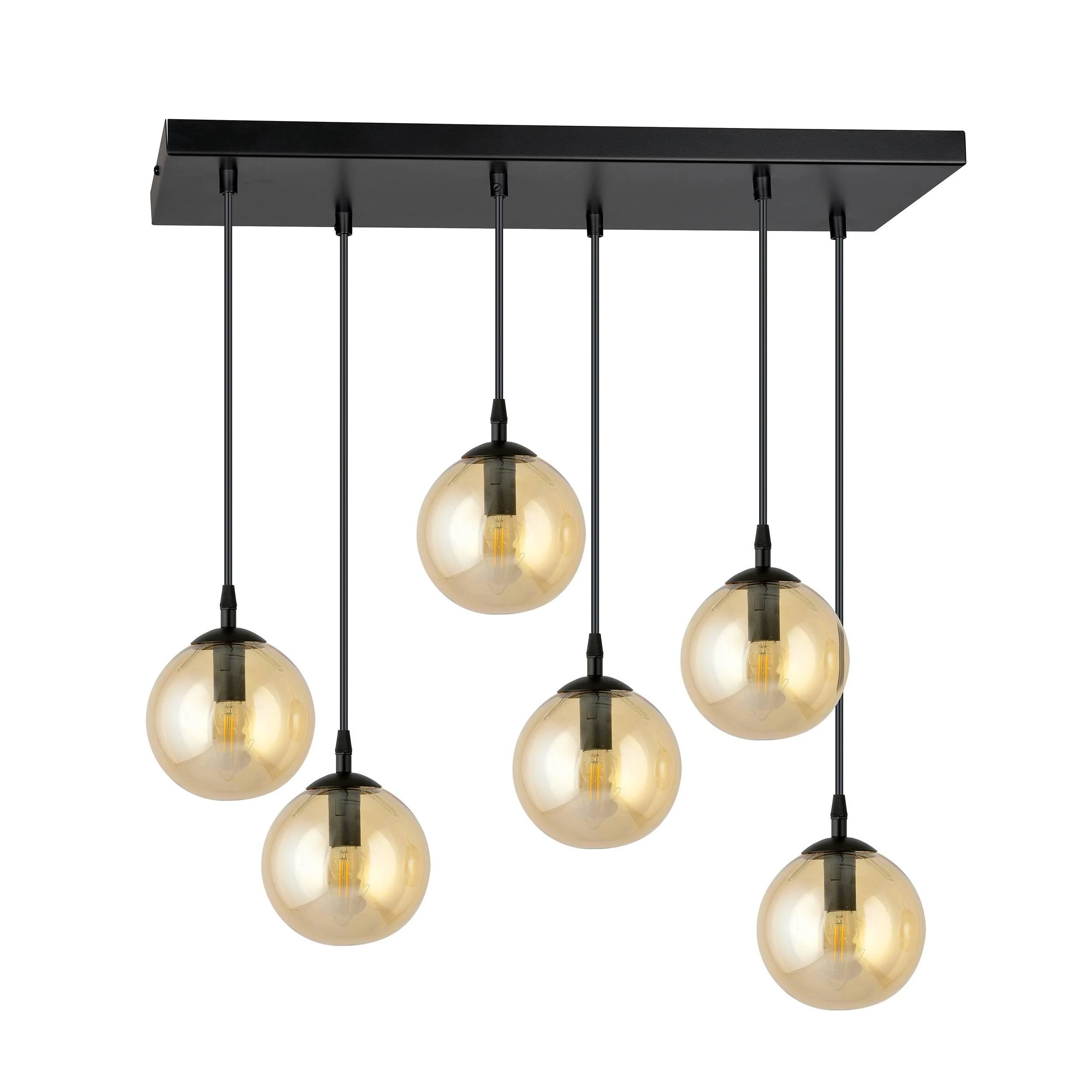 Glazen hanglamp eetkamer Cosmo 6-lichts