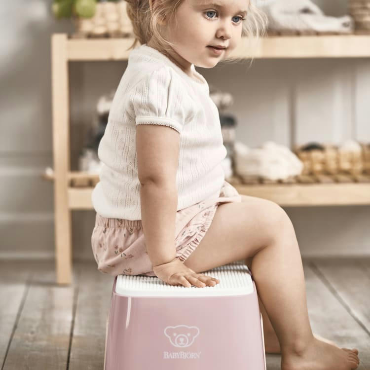 - Marche pied Rose poudré et blanc