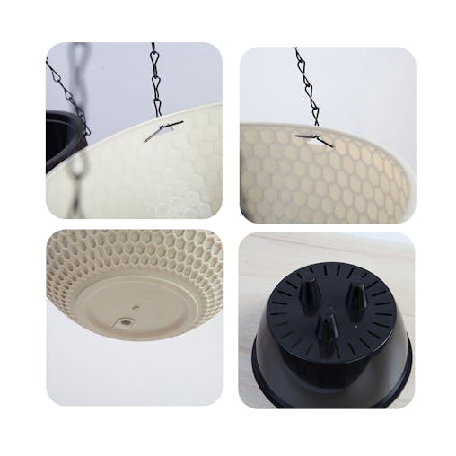 SOGA White Medium Hanging Resin Self-Watering Flower Pot Planter