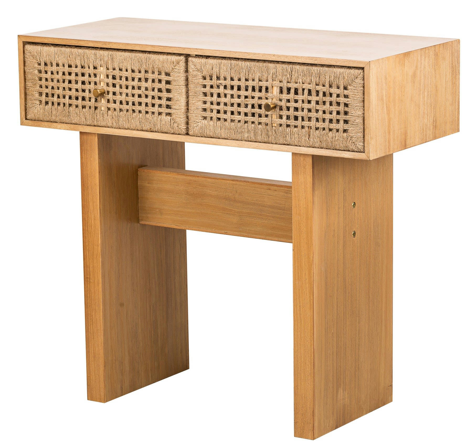 - Console 2 tiroirs en bois et corde naturelle