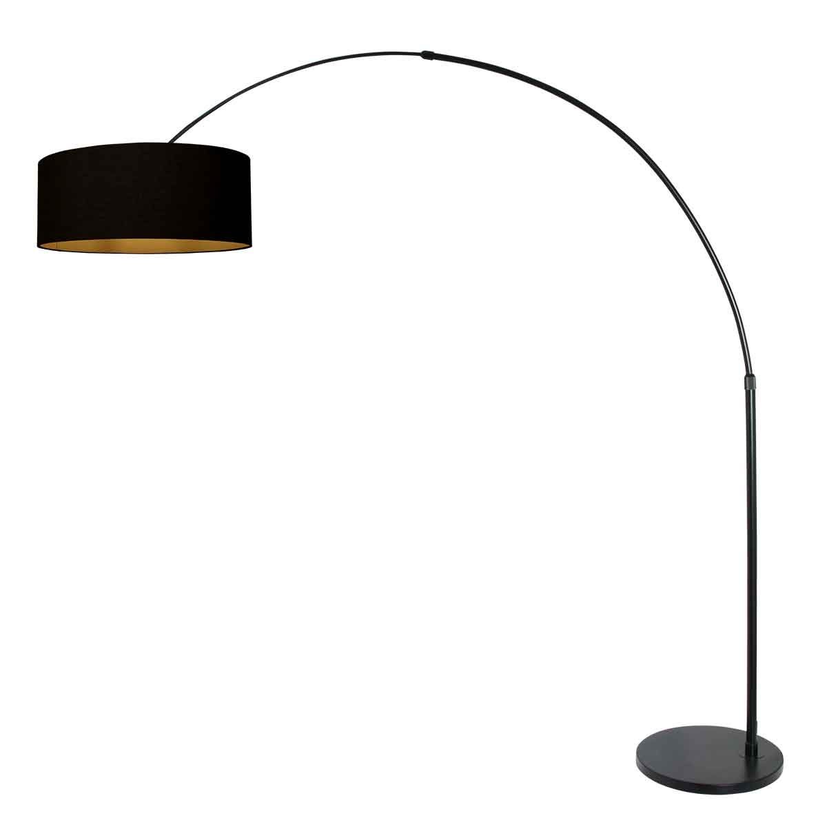 Steinhauer - Booglamp Zwart Zwart Goud Metaal Linnen 235x50x240cm