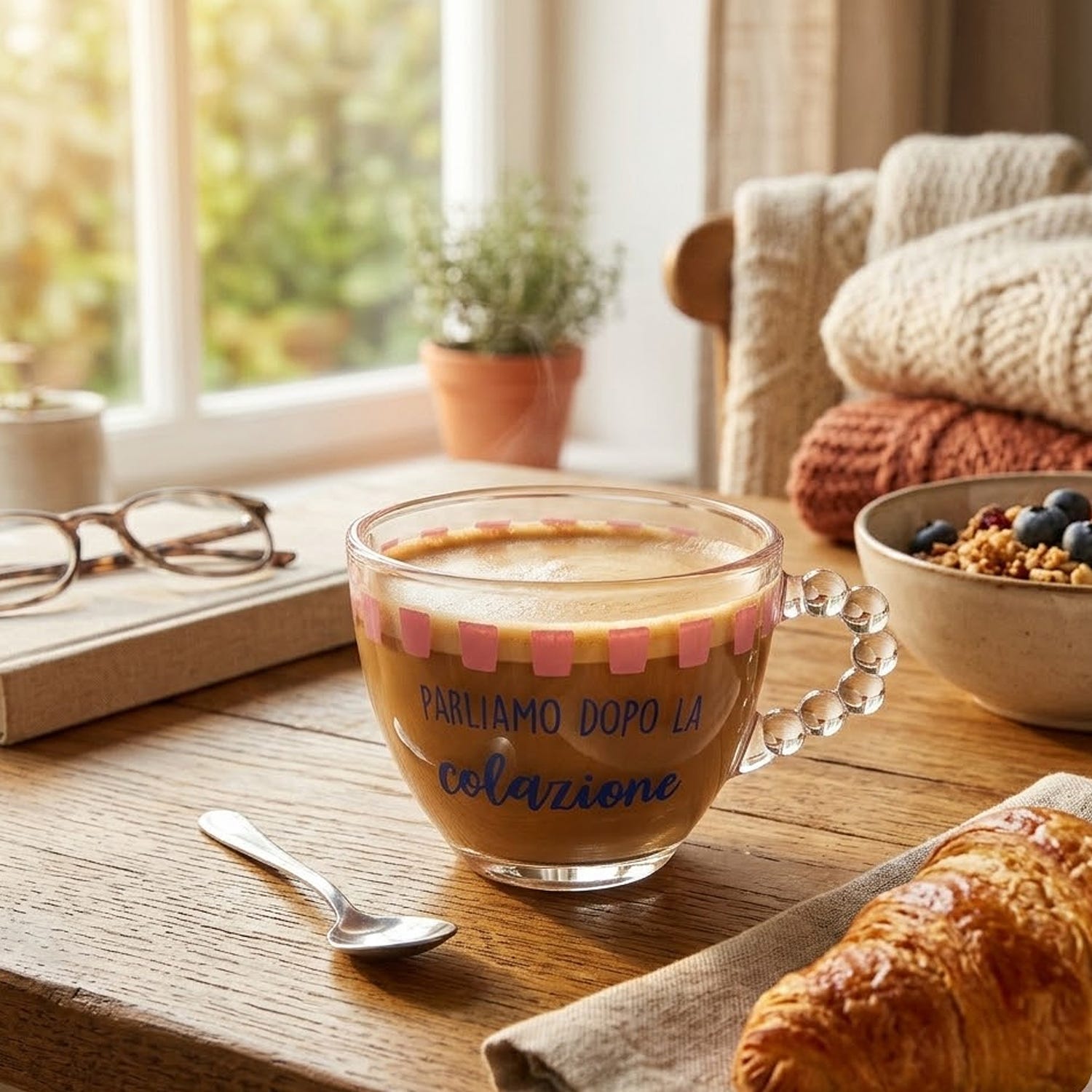 Tazza caffè vetro 190 ml Parliamone dopo Color Bloom