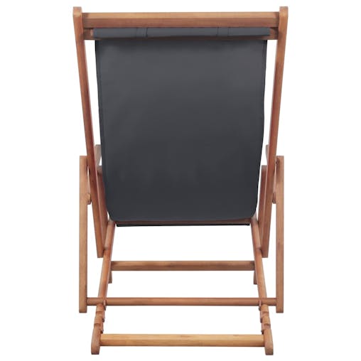 NNEVL Folding Beach Chair Fabric and Wooden Frame Grey