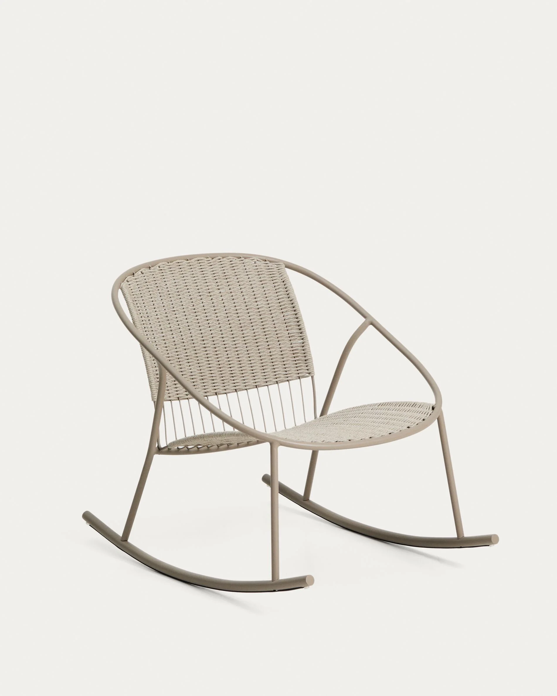 Atrani rocking chair in galvanized steel and taupe rope