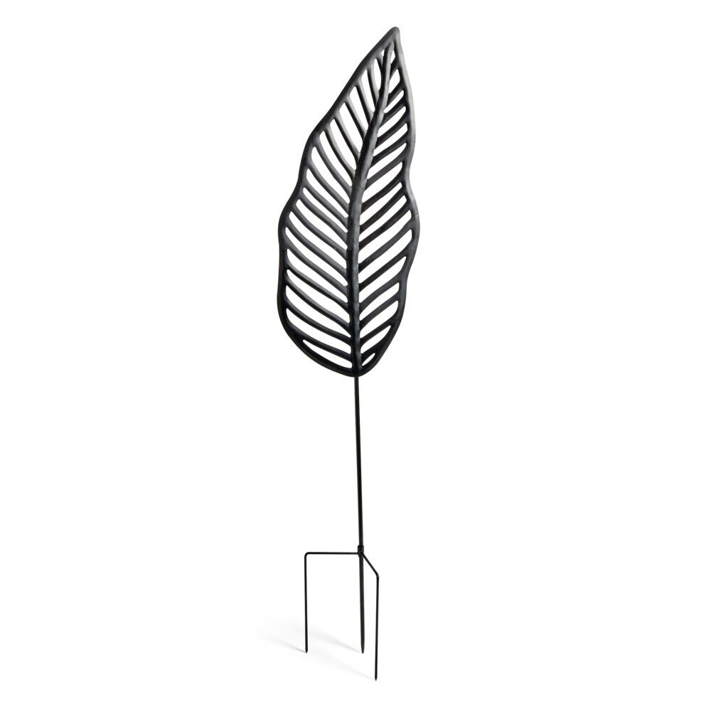 Décoration à planter feuille métal noir H110cm