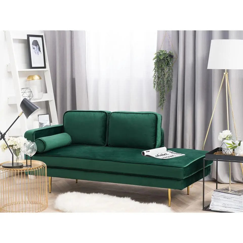 MIRAMAS - Chaise longue - Smaragdgroen - Linkerzijde - Fluweel