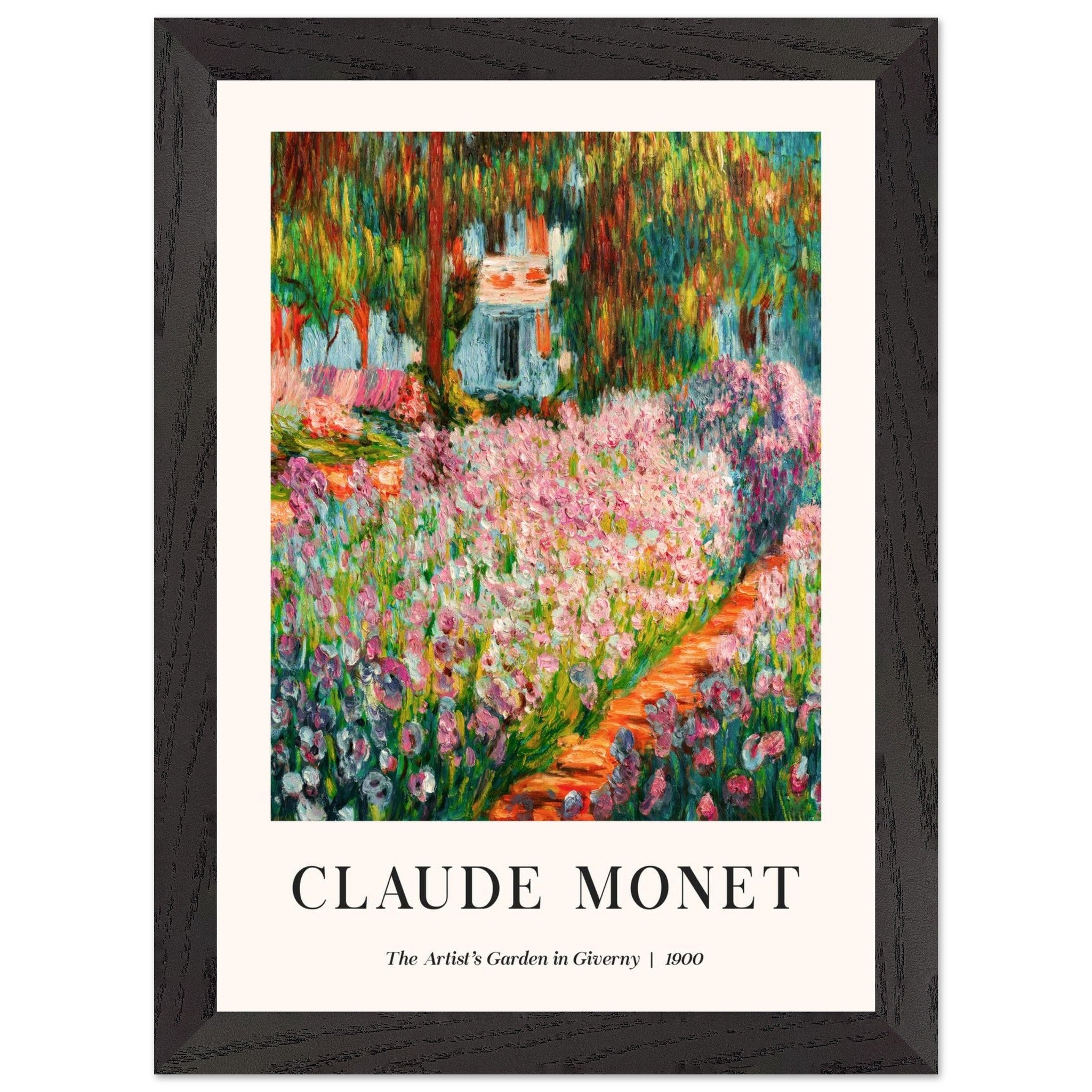 Artfulprints Poster met Lijst Claude Monet – The artist’s garden in Giverny III  - A4 21x29.7 cm - Meerkleurig