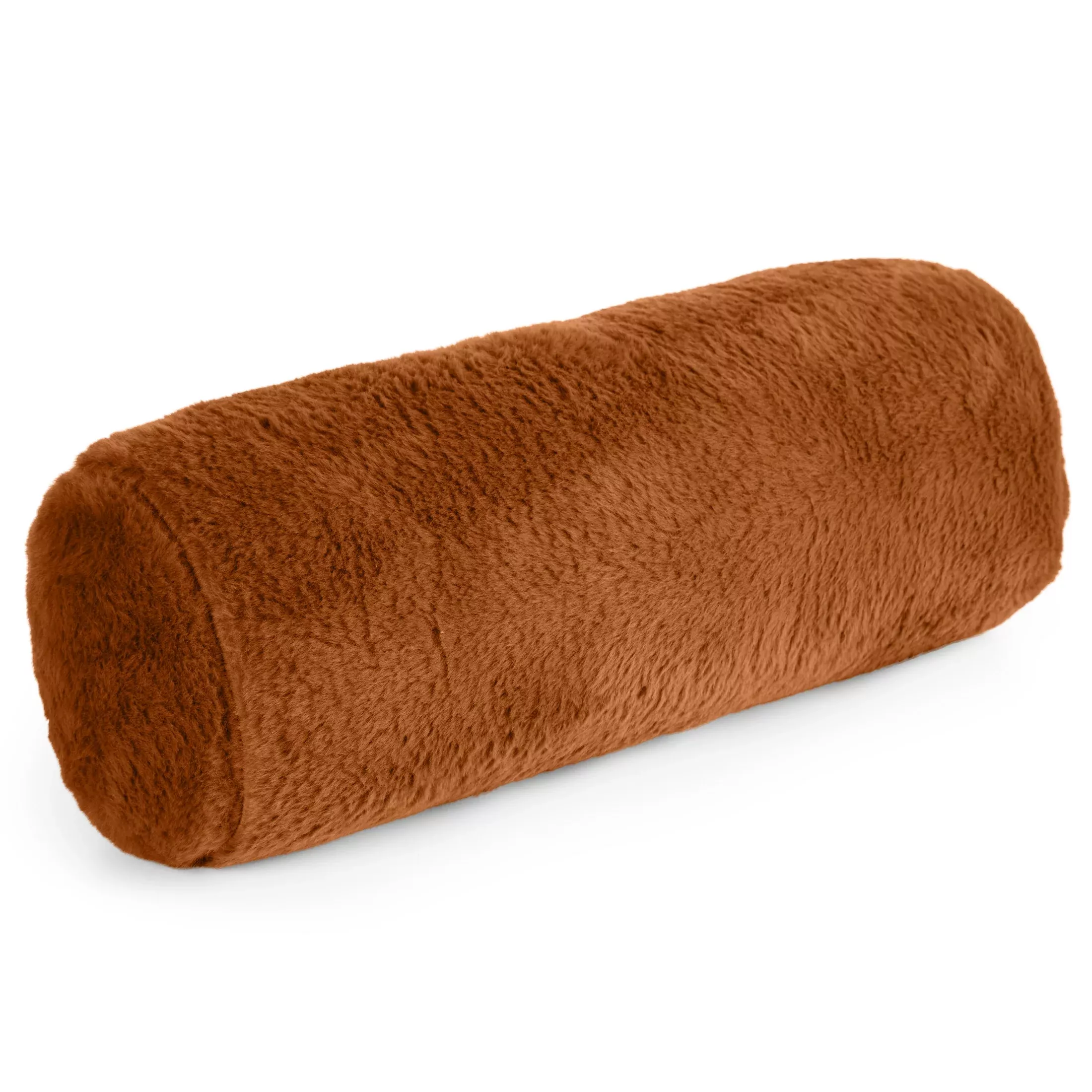 Poduszka wałek 15x45 cm ceglasta z miękkiej futrzanej tkaninyNINA